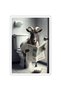 ALAYRA Funny Goat Bathroom Canvas Wall Art Cute Goat In Toilet Posters Black and White Animal Prints Painting Maximalist Mid Century Modern Aesthetic Wall Decor for Unframed30.5X40.6 CM