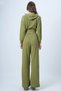 Oil Green Hooded Openwork Knitwear Sweatshirt and Elastic Waist Palazzo Trousers Vs01318 - 8