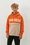 Boy's Hooded Piece Sweatshirt with Print Detail - Orange/Stone - 3