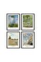 ALAYRA Water Lilies Monet Wall Art Prints Set of 4 with Outer Frame, 30x40 cm