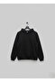 Sweatshirt Hooded 3 Thread Loose Fit Soft Stretchy Unisex Matte Black - 6