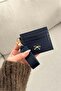 Solid Color Bow Detailed Shiny Faux Leather Card Holder