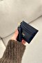 Solid Color Bow Detailed Shiny Faux Leather Card Holder - 2