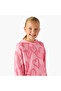 Girls Hooded Neck Sweatshirt with Heart Print - Cotton - Long Sleeves - 4