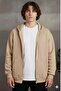Men's Beige Full Zip Hooded Cardigan - 3