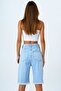 Ice Blue 5-Pocket Denim Shorts with Tassel Cuffs Vs00857 - 5
