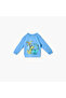 Dinosaur Print Sweatshirt with Button Closure and Long Sleeves