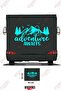 Adventure Awaits Written on the Caravan Sticker with Mountain and Tree Images