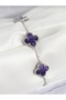 Z&D Accessory 316L Steel Pearlescent Purple Silver Color Clover Women's Bracelet