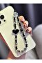 Heart and Black Crystal Beaded Phone Charmi Phone Strap Bag Accessory - 2