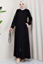 Laced-Sleeve Embroidered Ferace Black HM2854 - 4