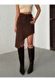 Brown Skirt with Side Tassels Asymmetric Linen Skirt - 8