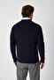 Mattias Men's Navy Blue Thessaloniki Knitted Full Zip Mock Neck Regular Fit Cardigan Sweater - 7
