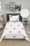 Heart Velvet Fabric Quilted Single Bedspread Set (2 Pieces) Tky0042 - 2