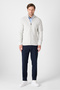 Mattias Men's Off-White Thessaloniki Knitted Full Zip Mock Neck Regular Fit Cardigan Sweater - 8