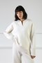 Ecru Long Sleeve Relaxed Fit Polo Neck Cashmere Women's Knitwear Sweater