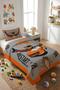 Car Racing Themed Velvet Fabric Kids and Teen Bedspread Set (2 Pieces) Tky0034