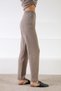 Taupe High-Waist Pocketed Straight Leg Cashmere Women's Knit Pants