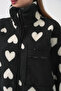 55446 Zippered Oversized Plush Jacket Coat - Black - 6