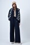 Navy Blue High Collar Zippered Jacket with Stitching Detail and Comfortable Cut Trousers Bottom and Top Accessories