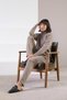 Mink Long Sleeve Half Turtleneck Women's Knitwear Sweater with Slit Cashmere on the Sides