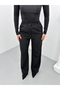 Stone Detailed High Waist Black Fabric Trousers - 3