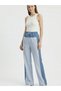 Women's Striped Linen Pants with Elastic Waist - 3