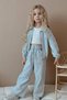 My Little One's Heart Detailed Girls' Jeans Set - Ice Blue - 4