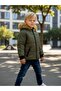 Boy's Plush Inside K Hooded Fur Winter Coat - 4