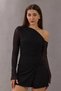 One Shoulder Stone Detailed Stretchy Sandy Fabric Blouse - 2