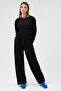 Women's Elastic Waist O Fabric Black Sweatpants - 4