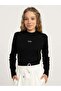 Girl's Half Turtleneck Corded Fabric Blouse