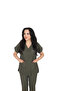 D/115 Gray Bat-Sleeve Unisex Doctor Nurse Student Lycra Fabric Scrubs Set - 2