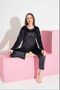 I Love You Printed Velvet Women's Pajama Set - 5