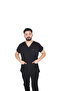 D/115 Gray Bat-Sleeve Unisex Doctor Nurse Student Lycra Fabric Scrubs Set - 6