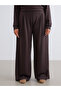 Brown Plus Size Women's Sweatpants with Elastic Waist - 2