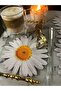 6 Pieces Daisy Pattern Stain-Resistant Gardenia Fabric Leather-Like Laser Cut Cocktail Presentation Napkins - 2