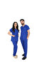 D/115 Gray Bat-Sleeve Unisex Doctor Nurse Student Lycra Fabric Scrubs Set