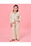 Girls Beige Wideleg Jeans With Schiffli Edge - 2