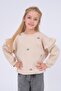 Girl's Ruffle Detailed Floral Embroidered Sweatshirt - Stone - 2
