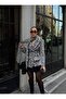 Leopard Patterned Shawl Detailed Lined Premium Design Double-Breasted Fur Coat - 6