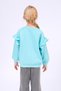 Girl's Ruffle Detailed Floral Embroidered Sweatshirt - Water Green - 4