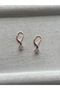 Pink Quartz Stone Copper Rose Gold D Shaped Earrings Handmade