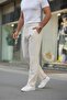 Raw Linen Elastic Waist Ecru Men's Trousers - 2