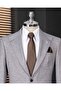 Italian Style Slim Fit Wool Blend Jacket Pants Combination Suit Beige T14681 - 2