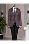 Italian Style S Slim Fit Men's Jacket Pants Combination Suit Burgundy T14671