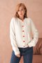 Women's Crew Neck Heart Button Detail Soft Textured Knitwear Jacket 8569Sw - 5