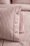 Pure |   Fine Line Duvet Cover Set Double - Oxford Design with 3 Wooden Buttons - Wide Sheet Included - 2