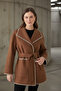 Embroidered Detailed Belted Soft Cashmere Coat - 6