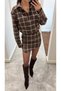 Premium Design Plaid Square Thick Buckle Fabric Drape Detail Asymmetrical Cut Hem Shirt Pininterest Dress - 4